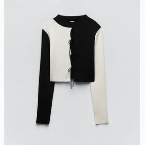 Zara Bow Trimmed Knit Sweater